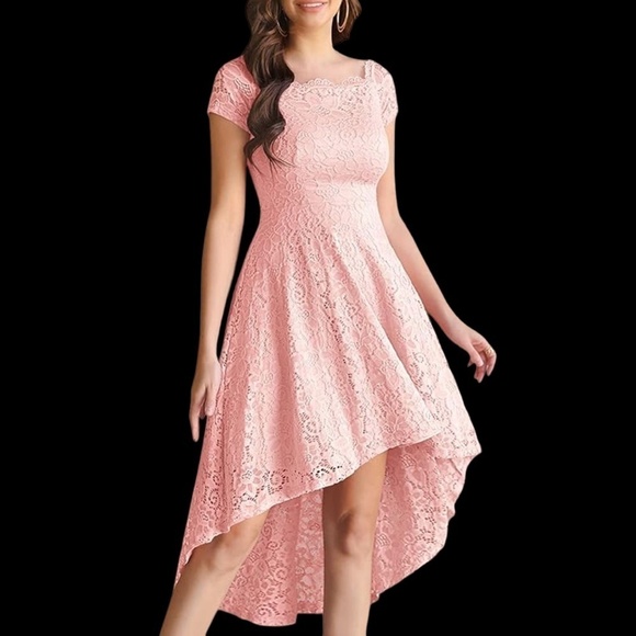 Dressystar Lace Cocktail Dress Hi-Lo Off Shoulder Bridesmaid Swing Formal Party - Picture 1 of 16